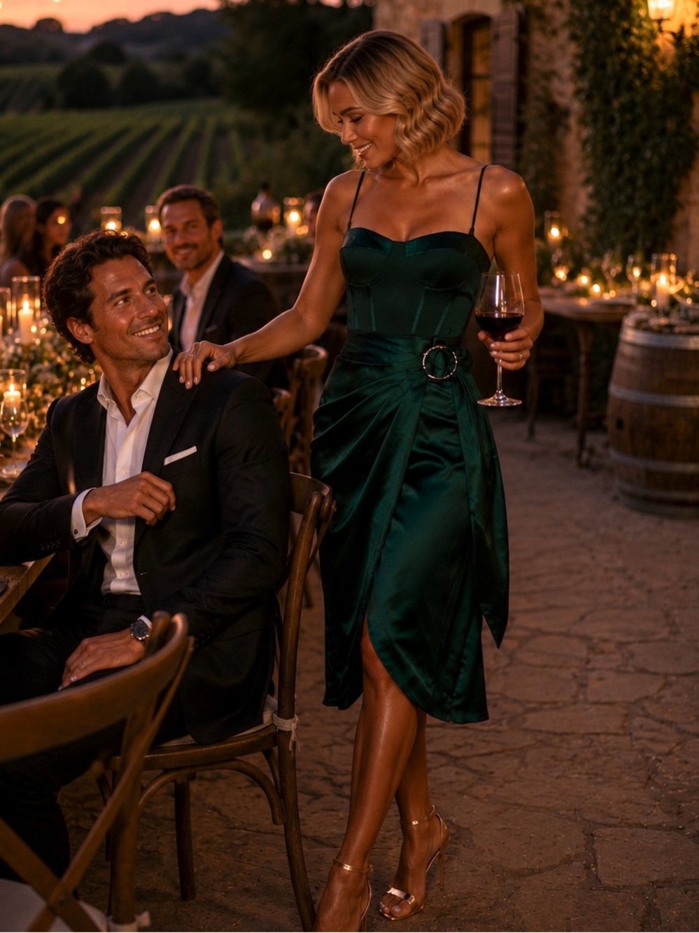 Jonathan Simkhai Emerald Green Wrap Bustier Midi Dress - Sz 2 - Picture 2 of 10